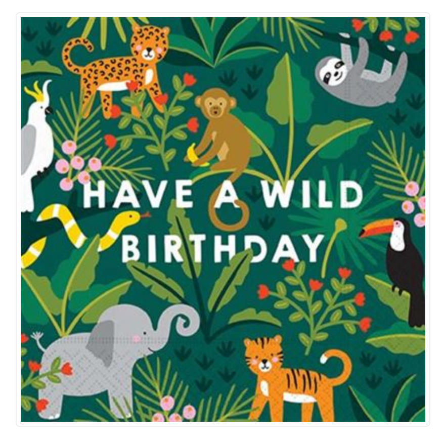 WILD BIRTHDAY LUNCHEON NAPKIN Design Design Napkins Bonjour Fete - Party Supplies