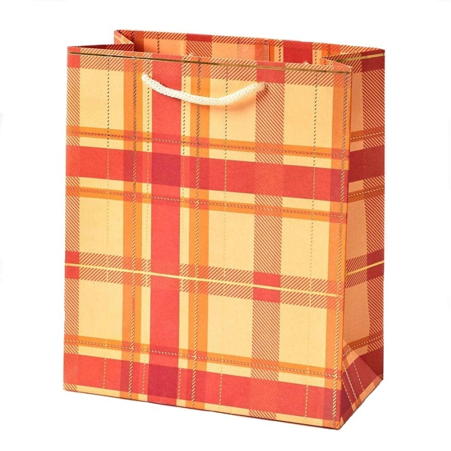 ORANGE FALL PLAID GIFT BAG Paper Source Wholesale Gift Wrapping Bonjour Fete - Party Supplies
