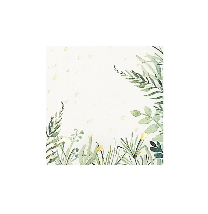 SECRET GARDEN WHITE BOTANICALS COCKTAIL PAPER NAPKINS Harlow & Grey Plates Bonjour Fete - Party Supplies