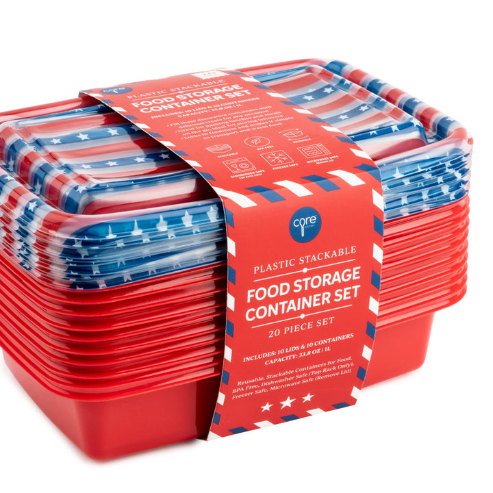 PATRIOTIC FOOD STORAGE SET Core Home Stars & Stripes Bonjour Fete - Party Supplies