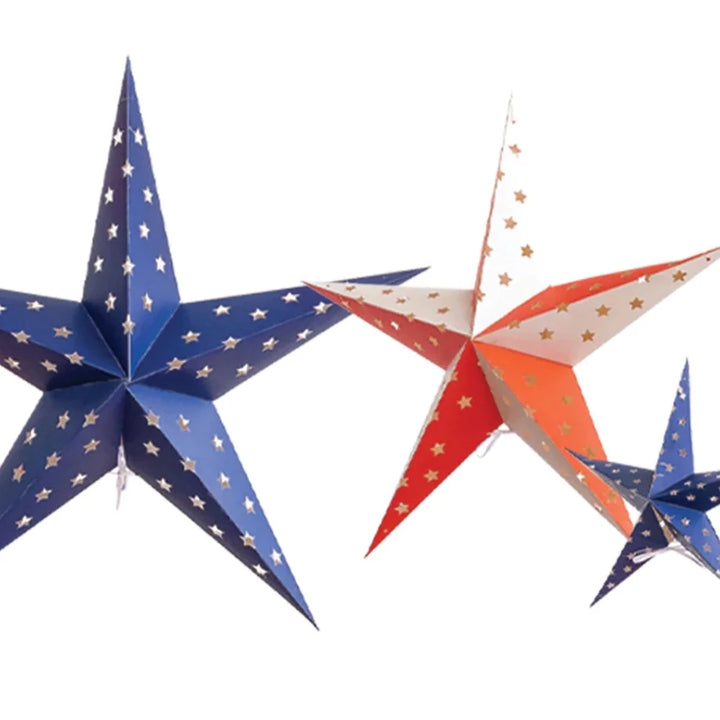 STARS & STRIPES DECORATIVE HANGING STARS My Mind’s Eye 0 Faire Bonjour Fete - Party Supplies