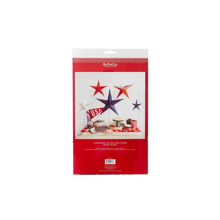 STARS & STRIPES DECORATIVE HANGING STARS My Mind’s Eye 0 Faire Bonjour Fete - Party Supplies