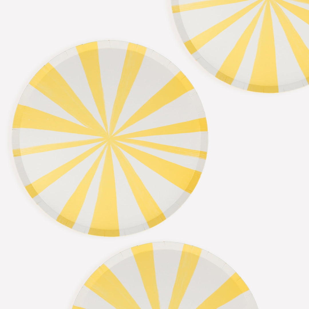 YELLOW STRIPE PLATES Meri Meri Plates Bonjour Fete - Party Supplies