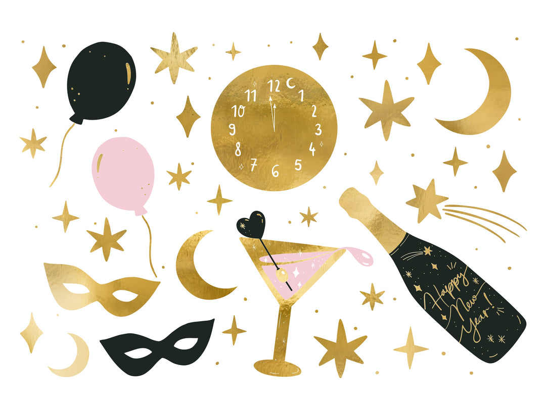 NEW YEAR'S EVE TEMPORARY TATTOOS Party Deco New Year's Eve Bonjour Fete - Party Supplies