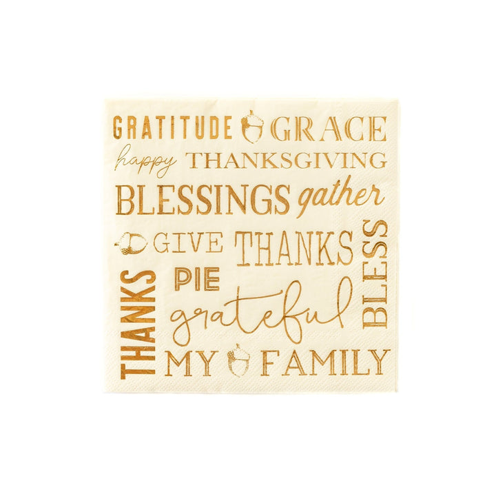 HARVEST THANKFUL WORDS NAPKIN My Mind's Eye Thanksgiving Tableware Bonjour Fete - Party Supplies