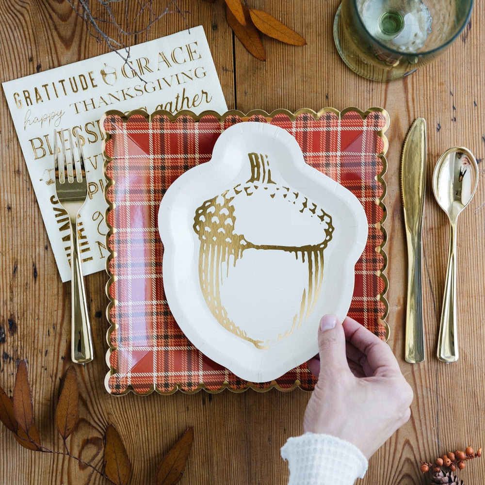 HARVEST ACORN SHAPED PLATES My Mind’s Eye Plates Bonjour Fete - Party Supplies