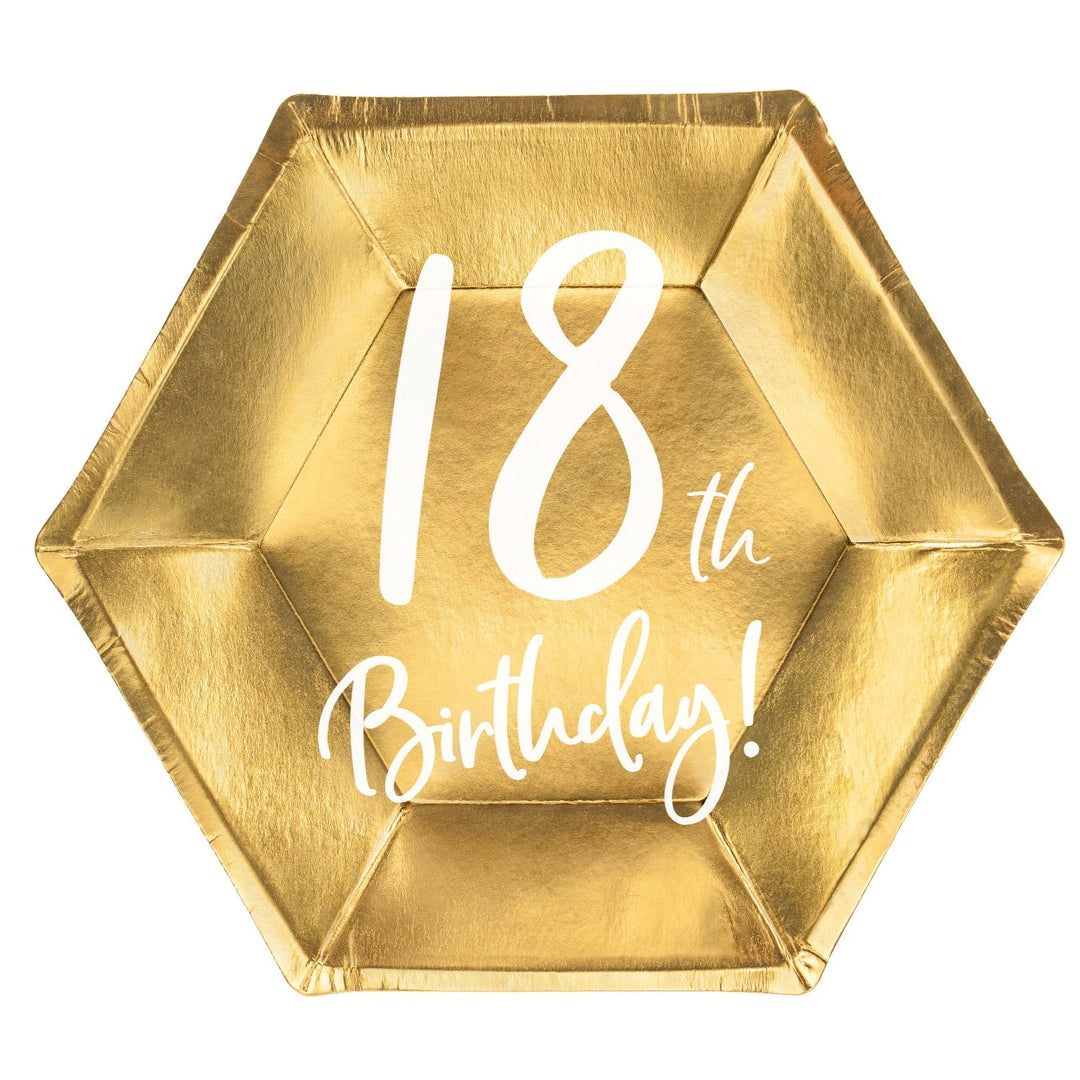 18TH BIRTHDAY GOLD PLATES Party Deco Balloon Bonjour Fete - Party Supplies