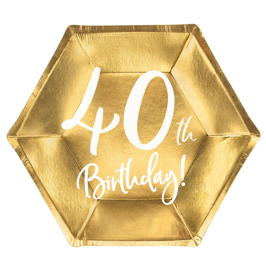 40TH BIRTHDAY GOLD PLATES Party Deco Balloon Bonjour Fete - Party Supplies