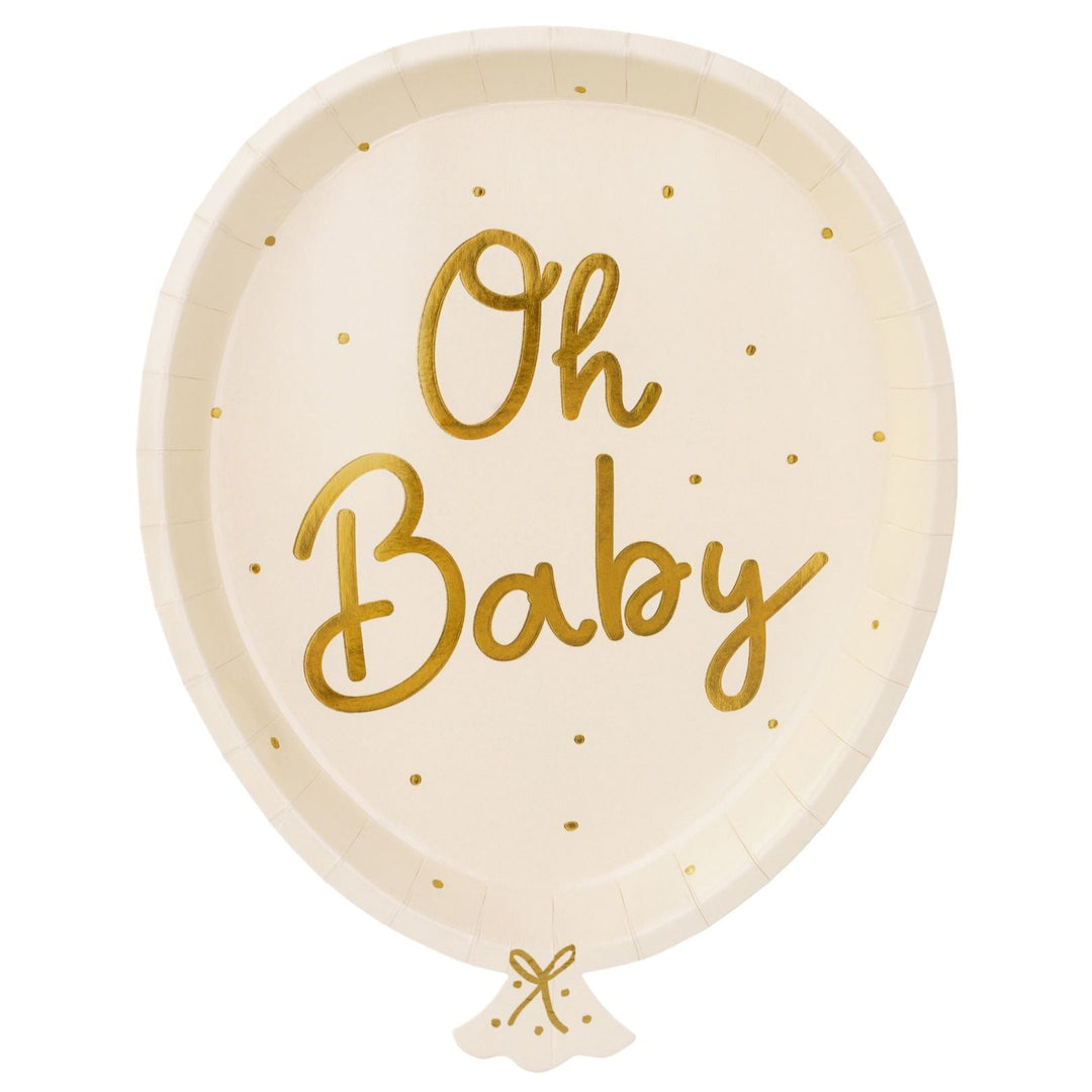 OH BABY BALLOON PLATES Party Deco Plates Bonjour Fete - Party Supplies