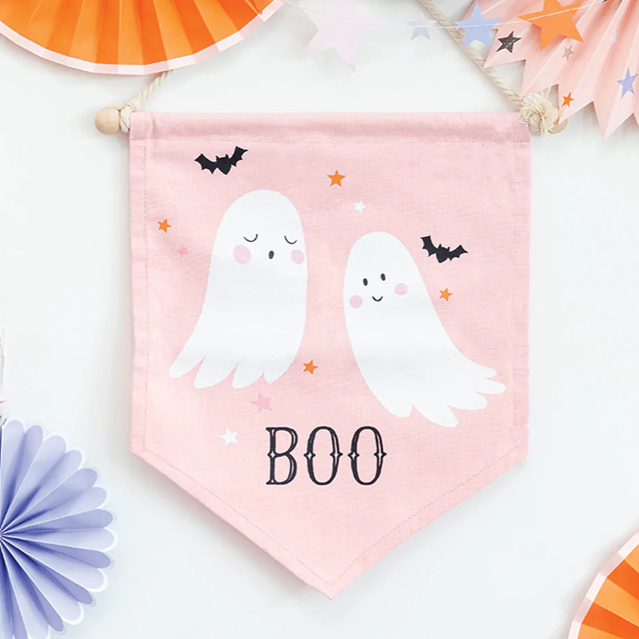 TRICK OR TREAT GHOST CANVAS BANNER My Mind’s Eye Halloween Party Supplies Bonjour Fete - Pastel Halloween Party Supplies