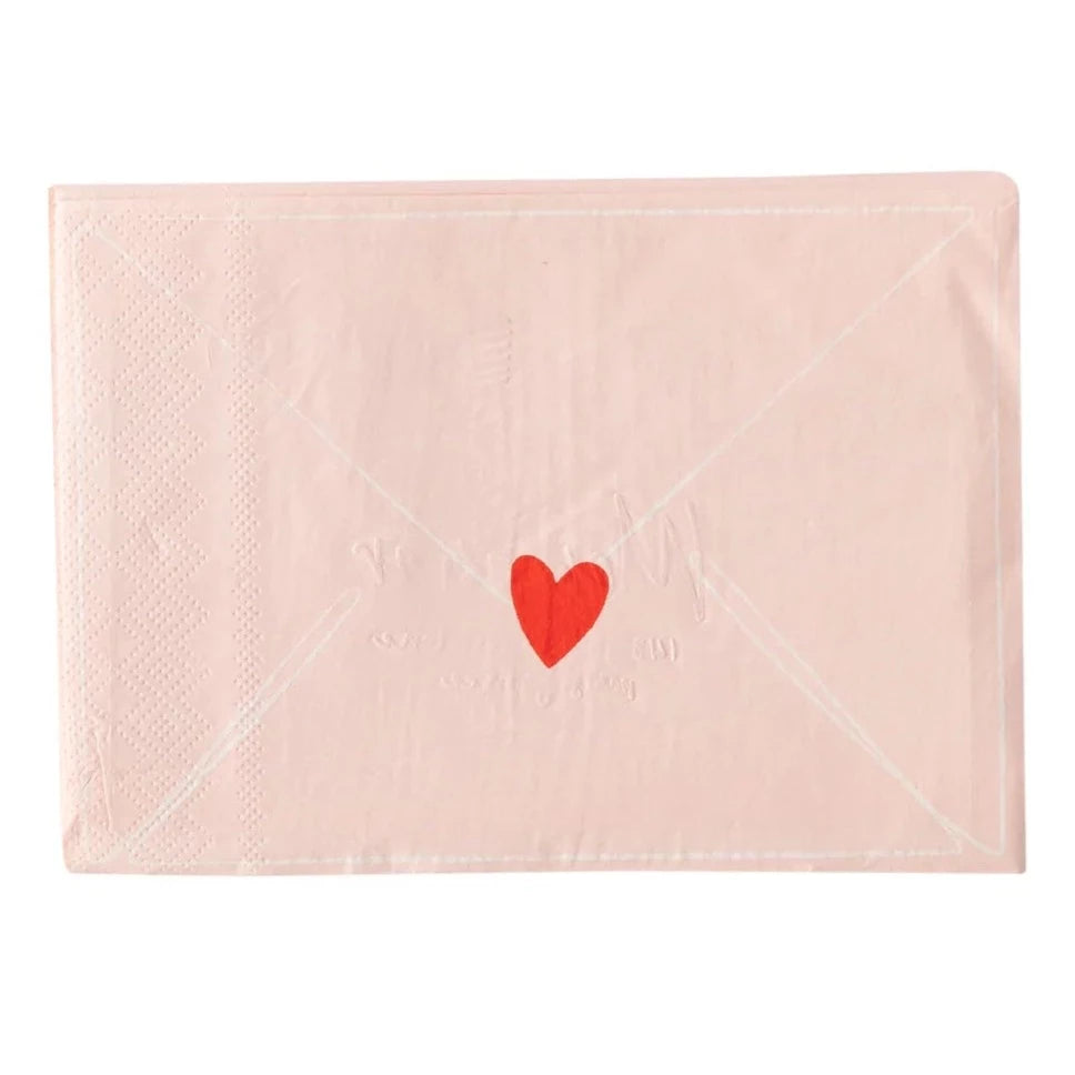 VAL937 - Valentine Love Note Shaped Napkin My Mind’s Eye 0 Faire Bonjour Fete - Party Supplies