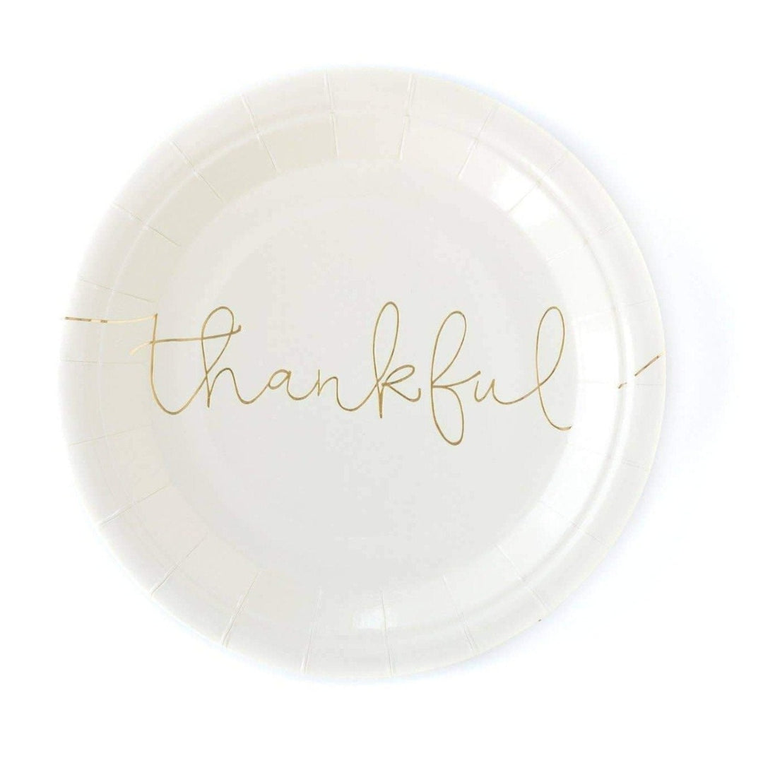 HARVEST 'THANKFUL'/'GRATEFUL' DESSERT PLATE My Mind’s Eye Thanksgiving Tableware Bonjour Fete - Party Supplies