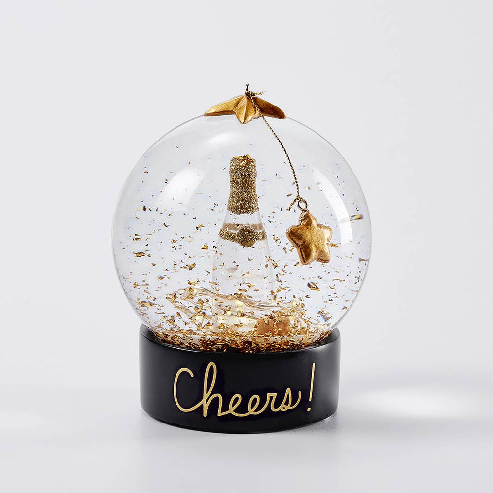 Cheers! Gold Foil Snow Globe Merri Glow 0 Faire Bonjour Fete - Party Supplies