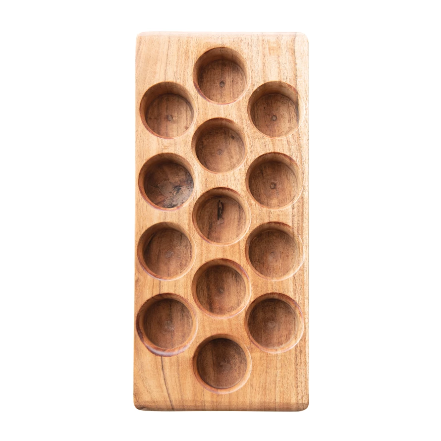 WOOD ACACIA EGG TRAY Creative Co-op Kitchenware Bonjour Fete - Party Supplies