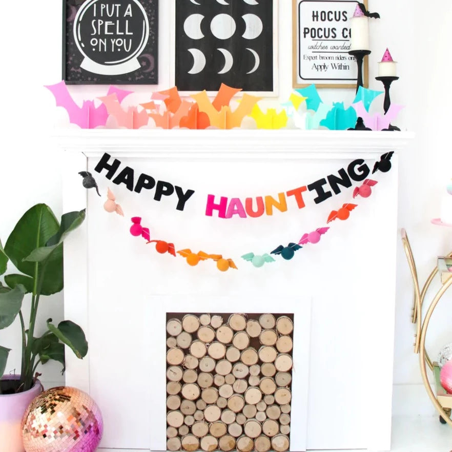 PINK ACRYLIC HALLOWEEN BAT DECOR CR Gibson Signature Halloween Home Decor Bonjour Fete - Pastel Halloween Party Supplies