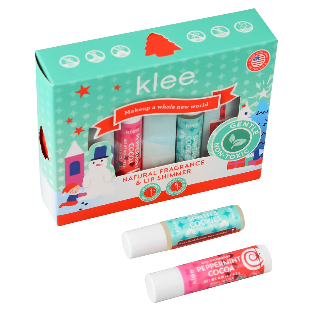 Santa's Cookies - Natural Fragrance and Lip Shimmer Set Klee Naturals Stocking Stuffer Bonjour Fete - Party Supplies