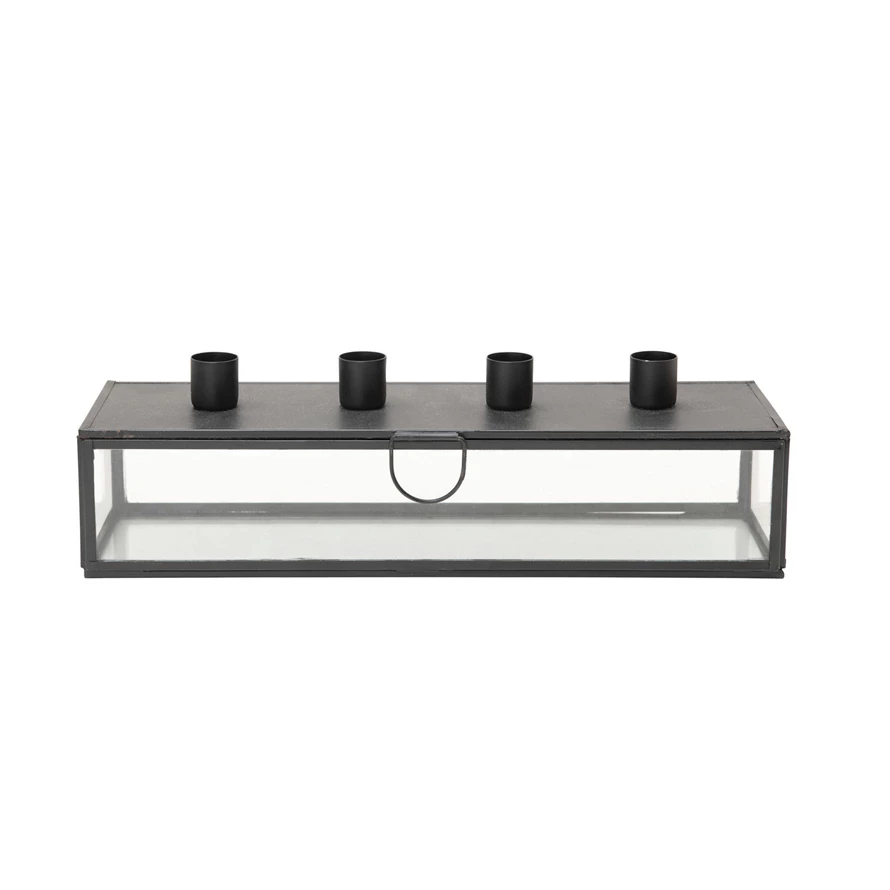 DISPLAY CASE WITH TAPER HOLDER LID BY BLOOMINGVILLE Bloomingville Candle Holders Bonjour Fete - Party Supplies