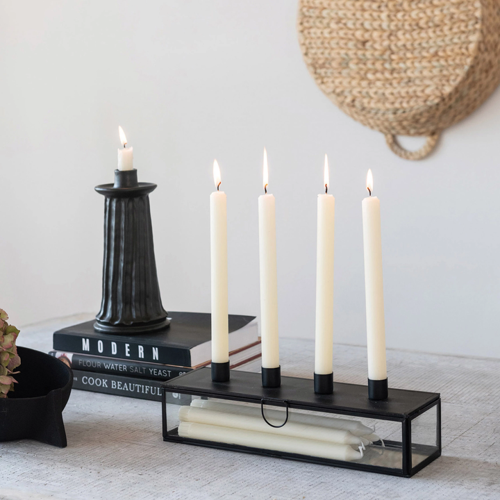 DISPLAY CASE WITH TAPER HOLDER LID BY BLOOMINGVILLE Bloomingville Candle Holders Bonjour Fete - Party Supplies