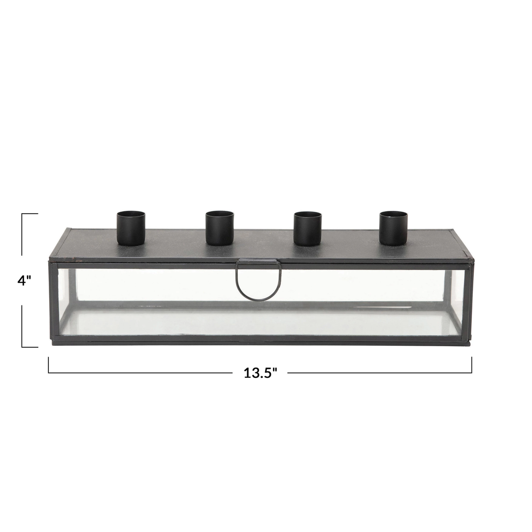 DISPLAY CASE WITH TAPER HOLDER LID BY BLOOMINGVILLE Bloomingville Candle Holders Bonjour Fete - Party Supplies