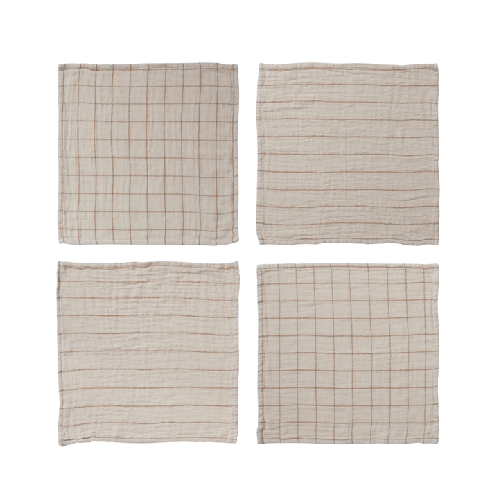 COTTON DOUBLE CLOTH NAPKINS WITH GRID/STRIPE PATTERN BY BLOOMINGVILLE Bloomingville Napkins Bonjour Fete - Party Supplies