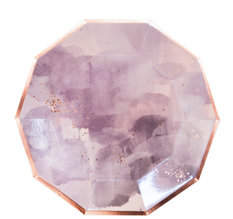 AMETHYST PURPLE AND ROSE GOLD LARGE PLATES Harlow & Grey Plates Bonjour Fete - Party Supplies