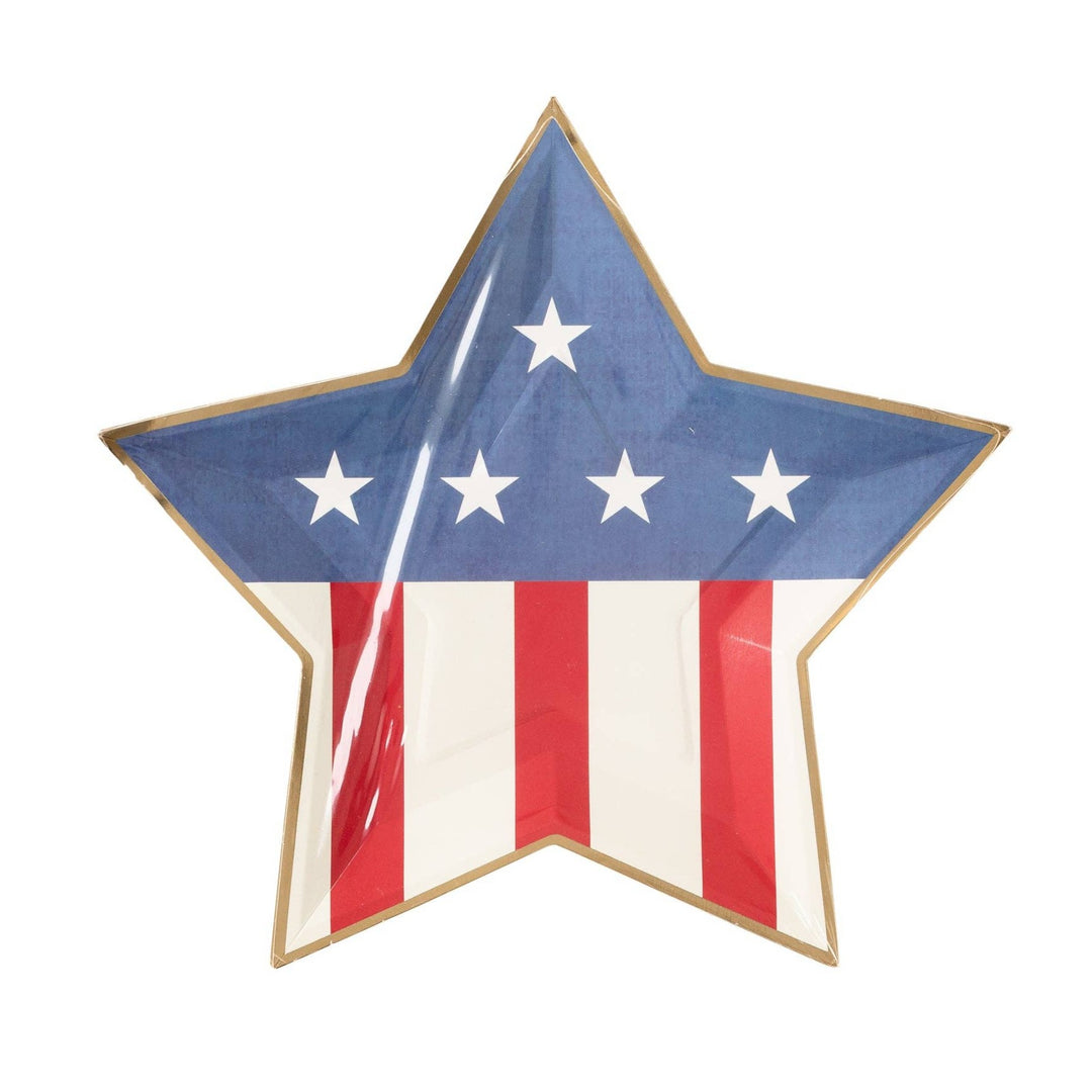 AMERICAN FLAG STAR SHAPED PLATES Bonjour Fete - Party Supplies