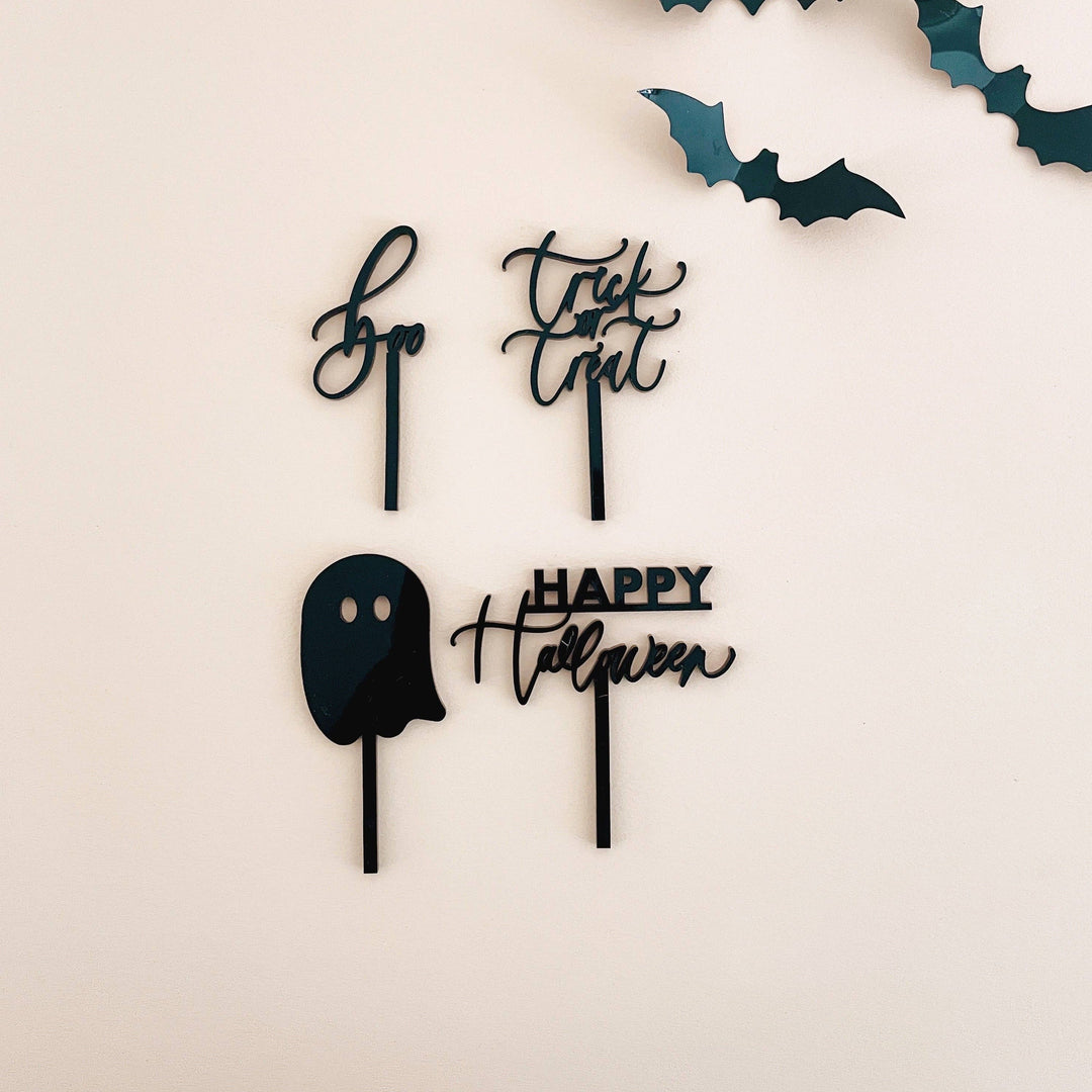 HALLOWEEN TREAT TOPPERS - BLACK Proper Letter Halloween Baking & Sweets Bonjour Fete - Party Supplies