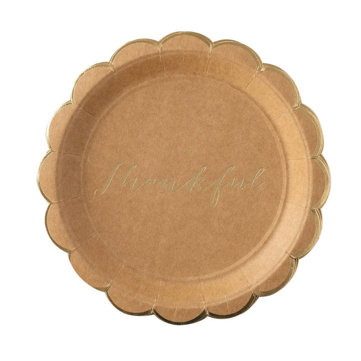 THANKFUL SCALLOP KRAFT PLATES - Bonjour Fête 