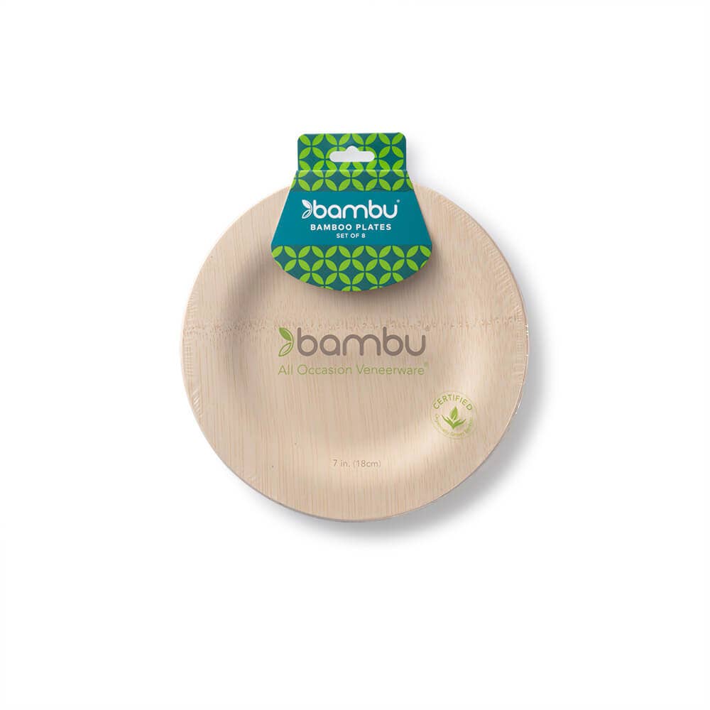 Veneerware Round Compostable Plate bambu® Plates 7" Bonjour Fete - Party Supplies