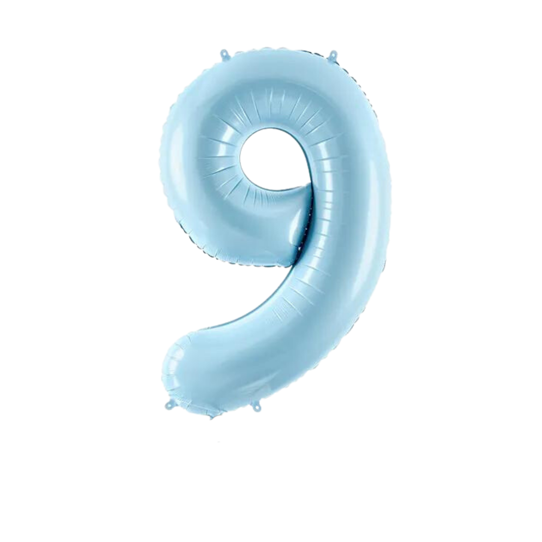 NUMBER 9 FOIL BALLOON LA Balloons Balloons 34" / Light Blue Bonjour Fete - Party Supplies