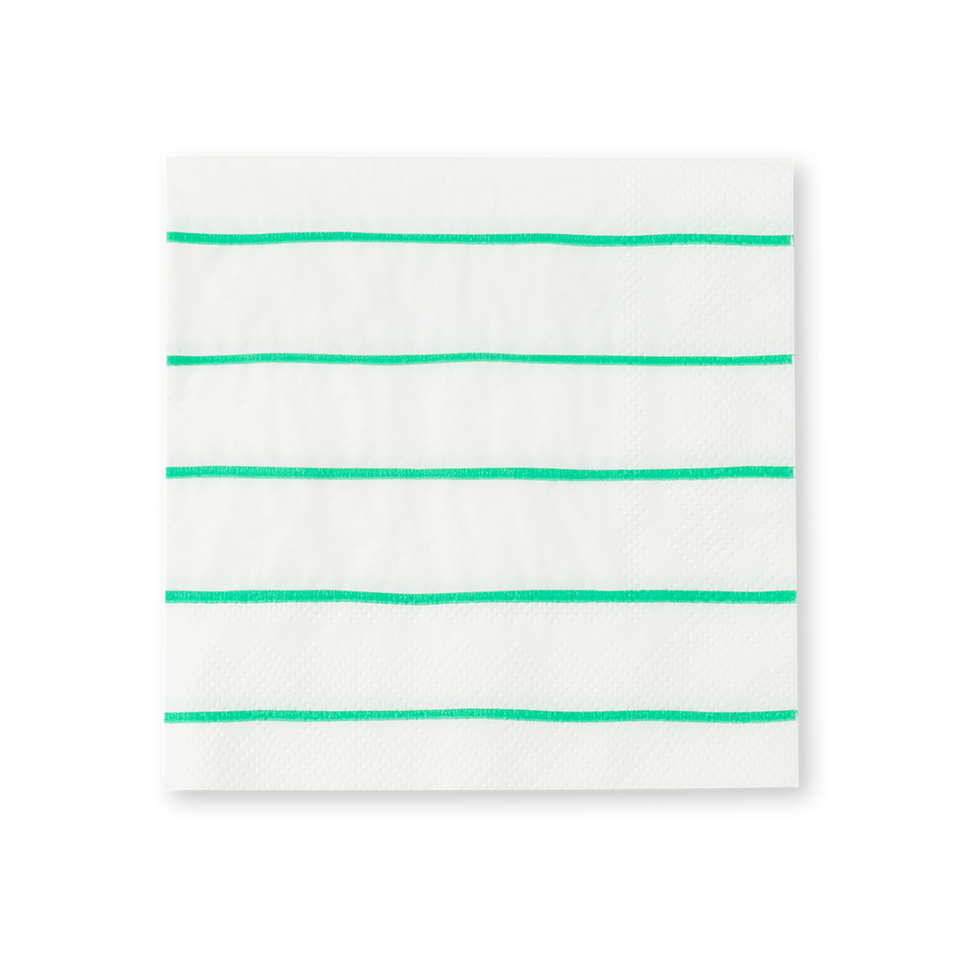 Frenchie Striped Clover Napkins - 2 Size Options - 16 Pk. Jollity & Co. + Daydream Society Bonjour Fete - Party Supplies