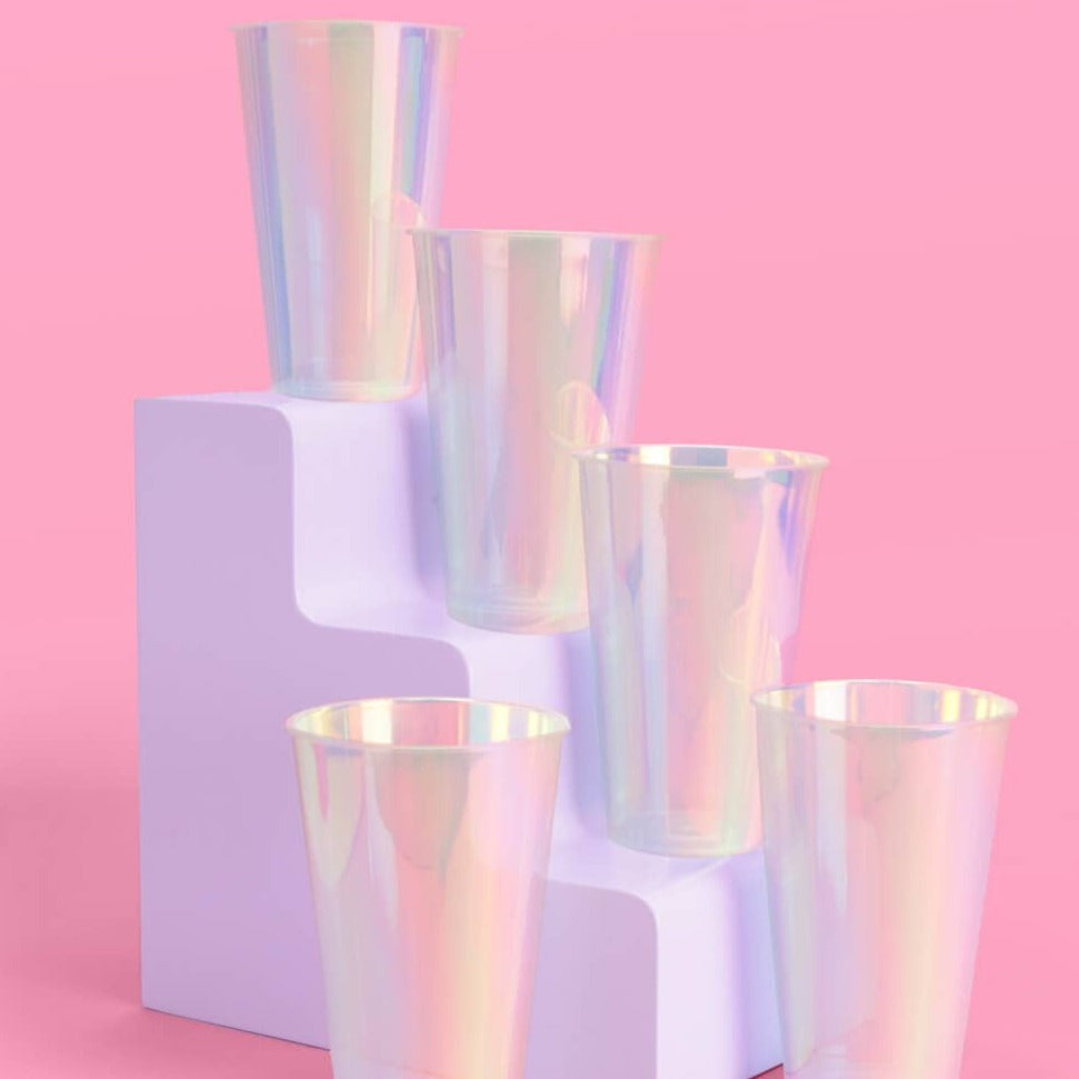 Iridescent Party Cups, Birthday Party Supplies, Bachelorette xo, Fetti Bonjour Fete - Party Supplies