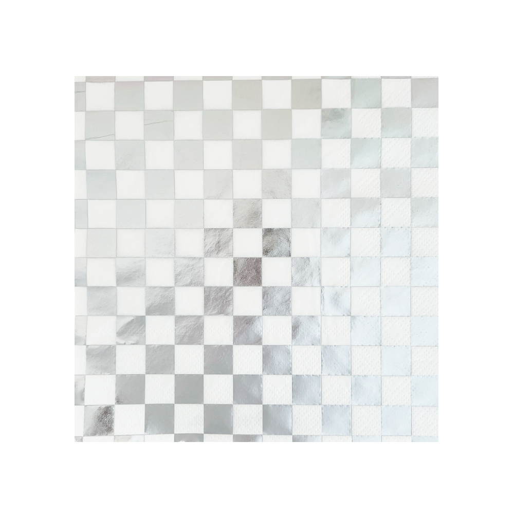 Silver Checker Napkins Bonjour Fete Party Supplies New Year's Eve Party Supplies