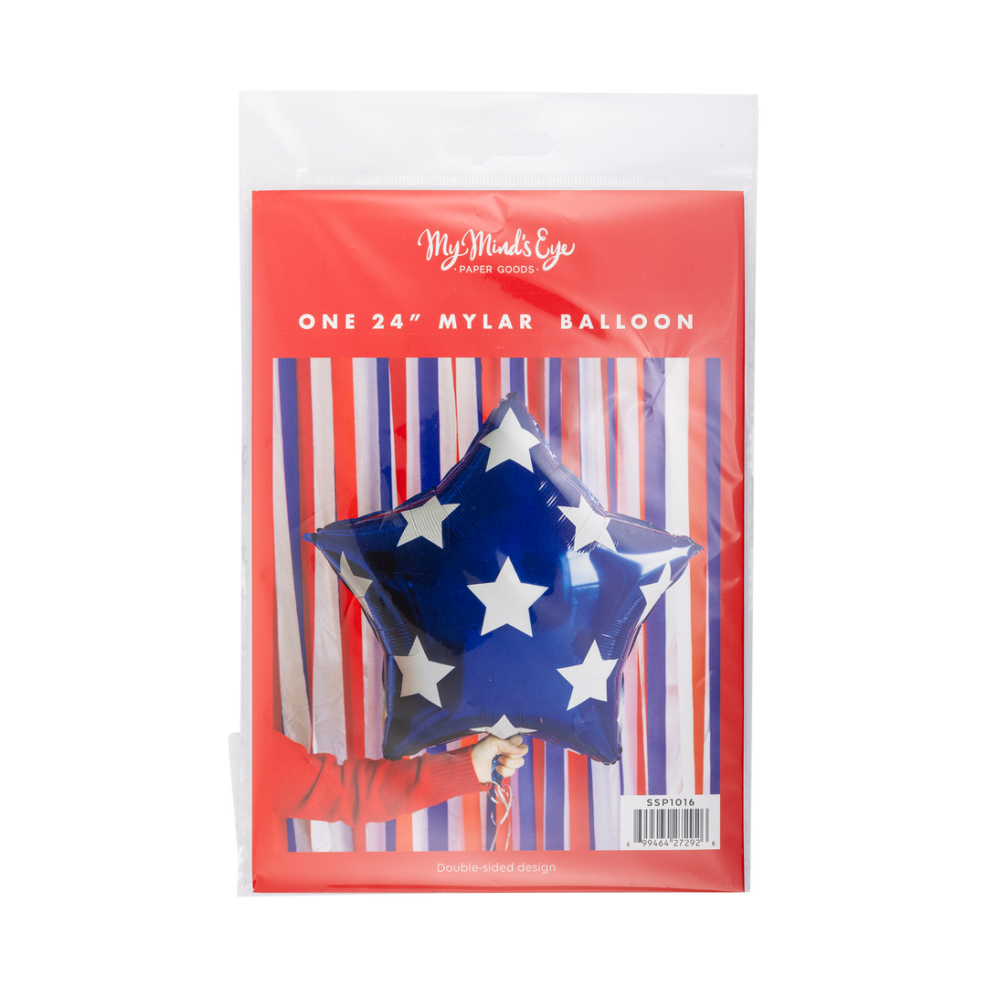 Blue Star Shaped Mylar Balloon Bonjour Fete Party Supplies 4th Of July Party Decor