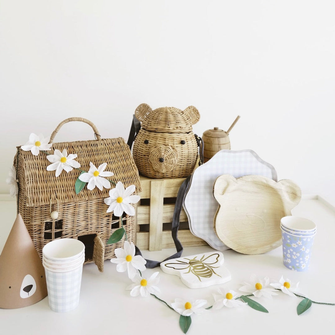 BEAR BASKET RATTAN BAG Meri Meri Kid's Accessories & Costumes Bonjour Fete - Party Supplies