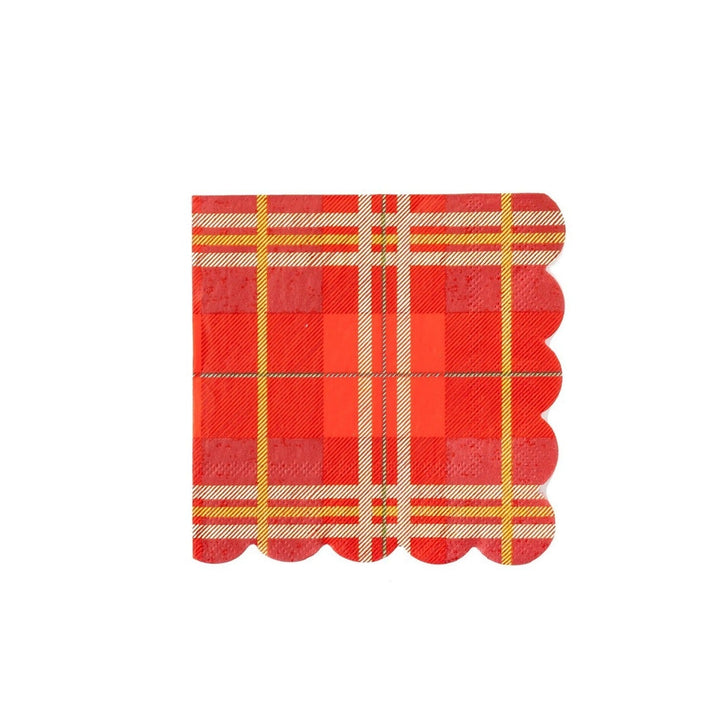 BELIEVE PLAID COCKTAIL NAPKIN My Mind’s Eye Christmas Tableware Bonjour Fete - Party Supplies