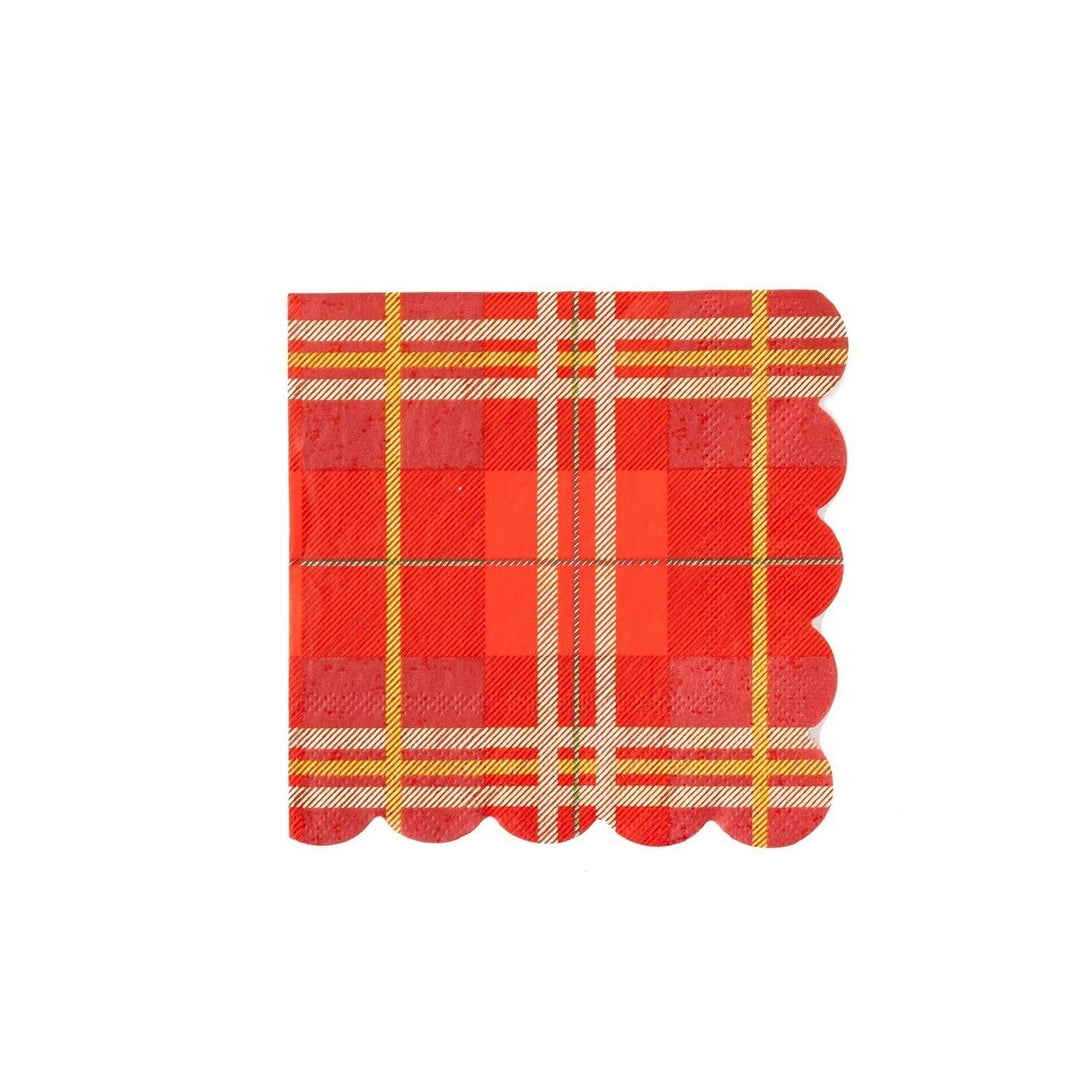 BELIEVE PLAID COCKTAIL NAPKIN My Mind’s Eye Christmas Tableware Bonjour Fete - Party Supplies