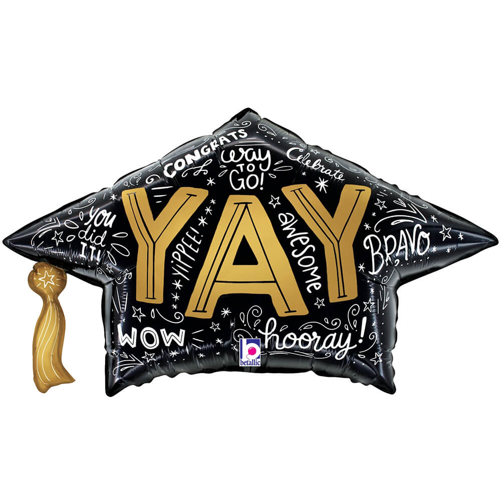 GRAD CAP YAY FOIL BALLOON LA Balloons Balloon Bonjour Fete - Party Supplies