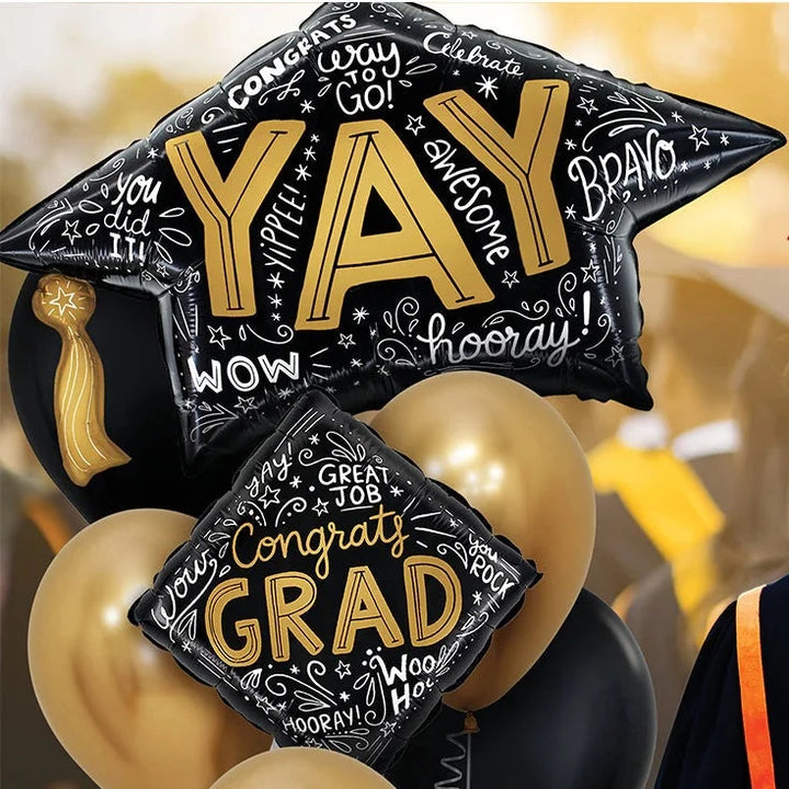 GRAD CAP YAY FOIL BALLOON LA Balloons Balloon Bonjour Fete - Party Supplies