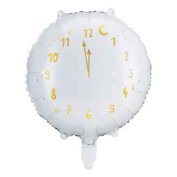 NEW YEAR'S WHITE CLOCK BALLOON Party Deco Bonjour Fete - Party Supplies