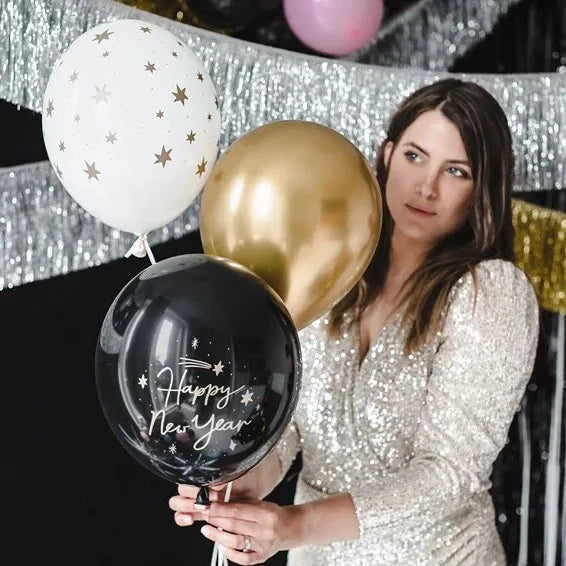 HAPPY NEW YEAR'S LATEX BALLOONS SET Party Deco New Year's Eve Bonjour Fete - Party Supplies