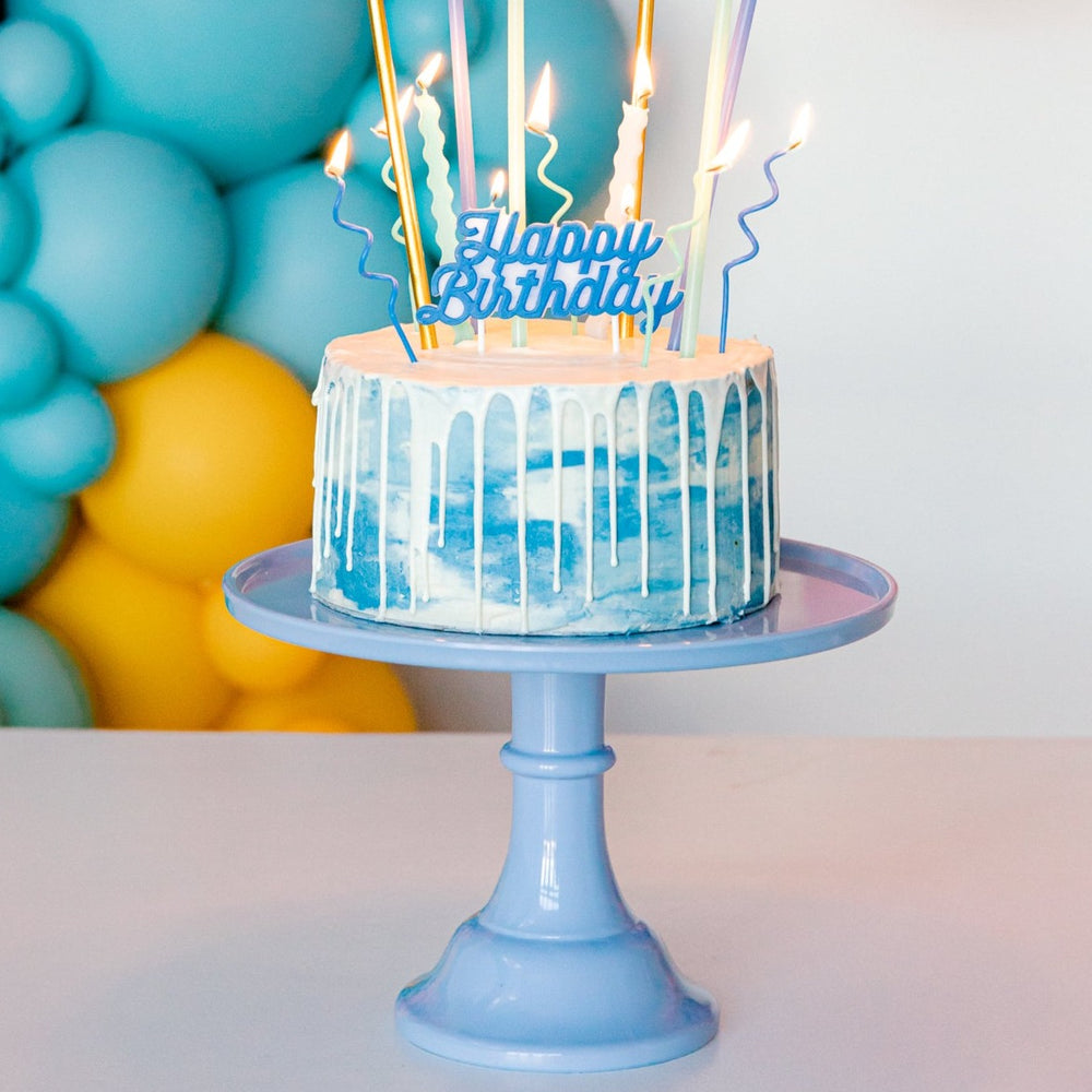 BLUE HAPPY BIRTHDAY CANDLE Meri Meri Birthday Candles HAPPY BIRTHDAY NEON YELLOW CANDLE Bonjour Fete - Party Supplies