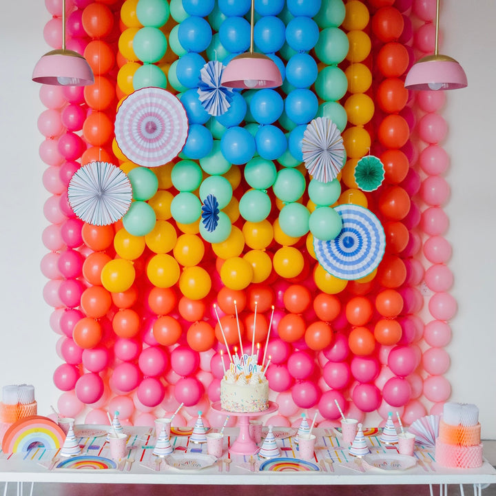 HAPPY BIRTHDAY PARTY FANS Oui Party Hanging Decor Bonjour Fete - Party Supplies