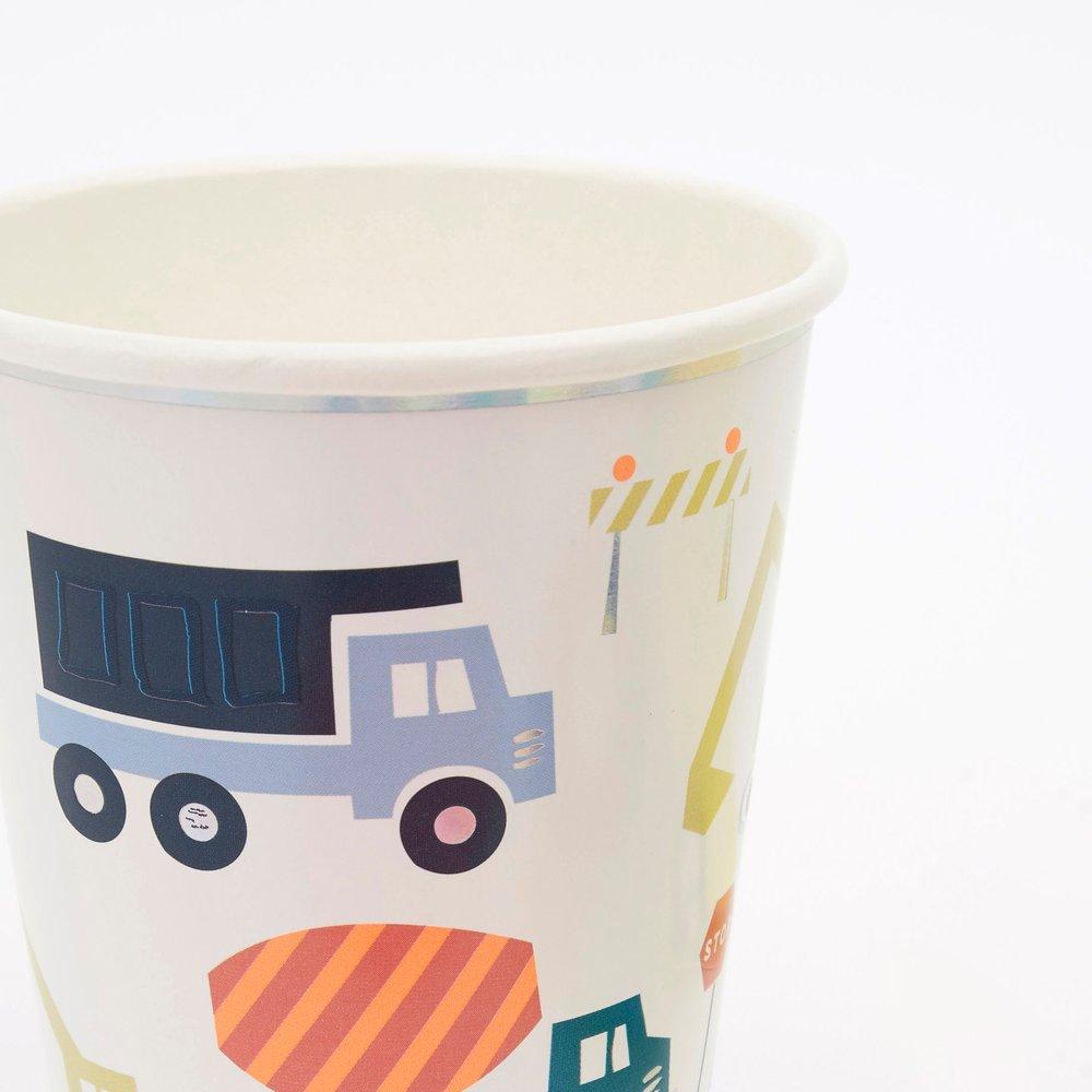 CONSTRUCTION THEMED CUPS Meri Meri Cups Bonjour Fete - Party Supplies