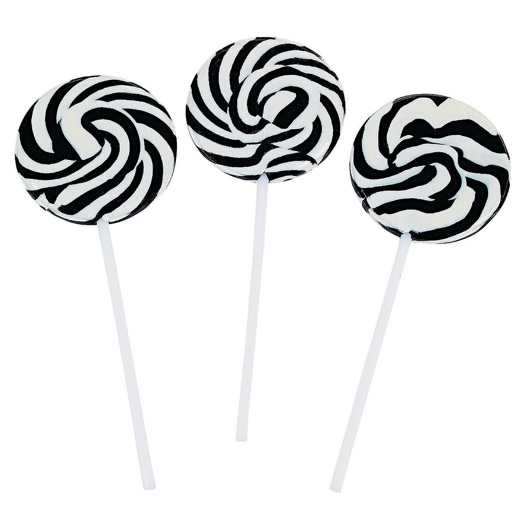 BLACK & WHITE SWIRL LOLLIPOPS Fun Express Halloween Party Supplies Bonjour Fete - Party Supplies