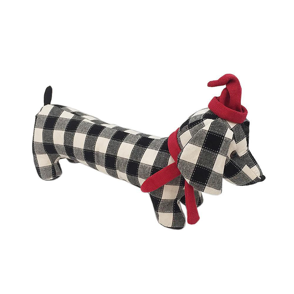 GINGHAM DOG WEIGHTED DOOR STOP BY MON AMI Mon Ami Dolls & Stuffed Animals Bonjour Fete - Party Supplies