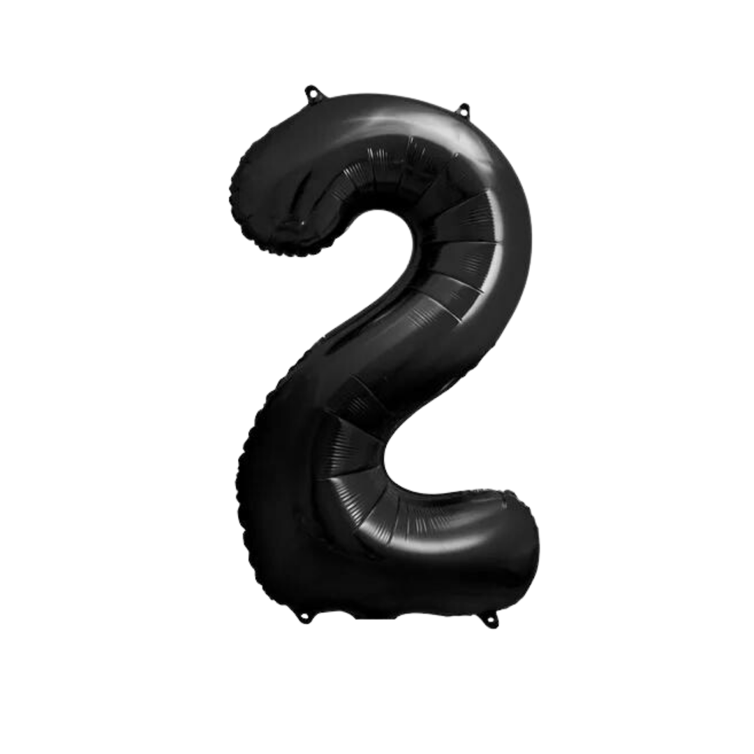 NUMBER 2 FOIL BALLOON LA Balloons Balloons 34" / Black Bonjour Fete - Party Supplies