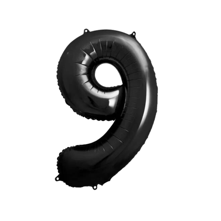 NUMBER 9 FOIL BALLOON LA Balloons Balloons 34" / Black Bonjour Fete - Party Supplies
