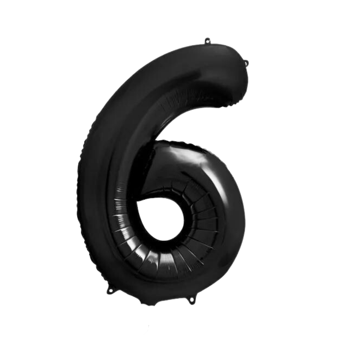 NUMBER 6 FOIL BALLOON LA Balloons Balloons 34" / Black Bonjour Fete - Party Supplies