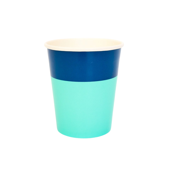 NAVY & BLUE COLOR BLOCKED CUPS Kailo Chic Cups Bonjour Fete - Party Supplies